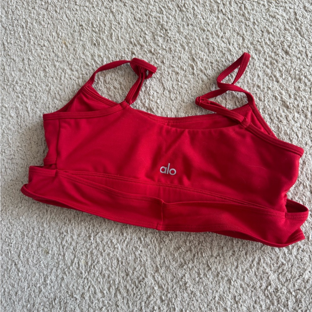 ALO Yoga Red Strappy Wrap Sports Bra - Picture 3 of 3